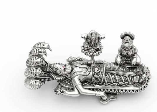 Exquisitely Crafted 999 Pure Silver Sheshshayi Vishnu Idol