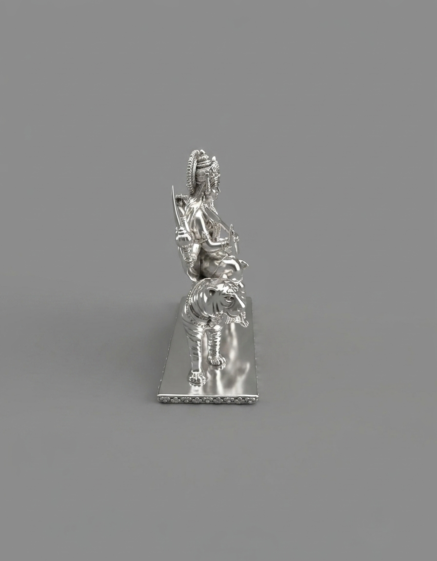 Maa Durga on Tiger 999 Silver Idol