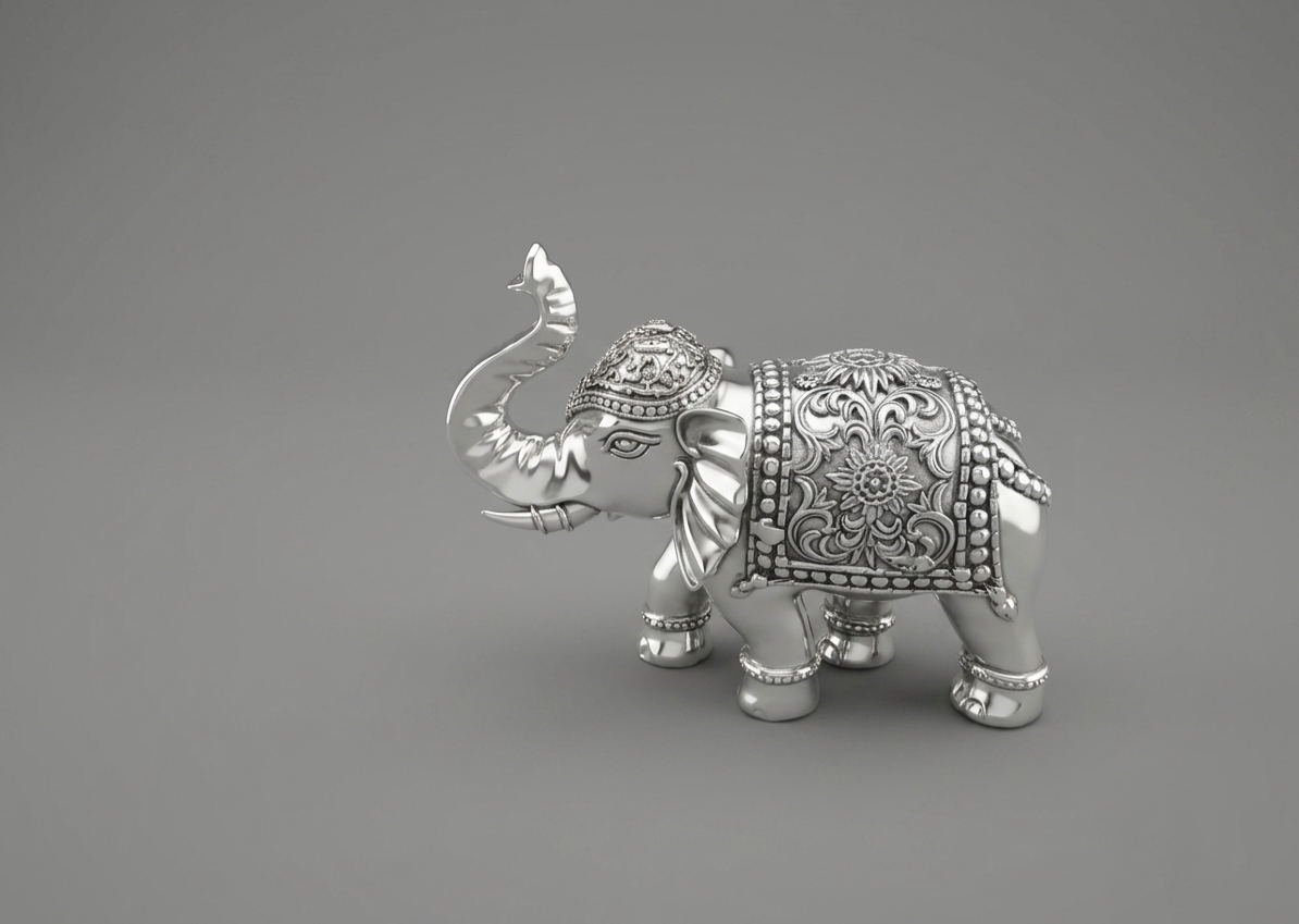 Royal Elephant 925 Silver Showpiece