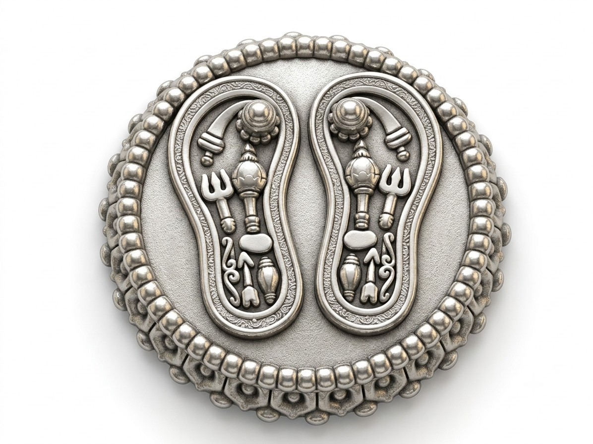 Exquisitely Crafted 999 Pure Silver Charan Paduka