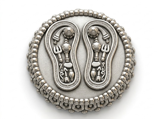 Exquisitely Crafted 999 Pure Silver Charan Paduka