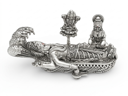 Exquisitely Crafted 999 Pure Silver Sheshshayi Vishnu Idol