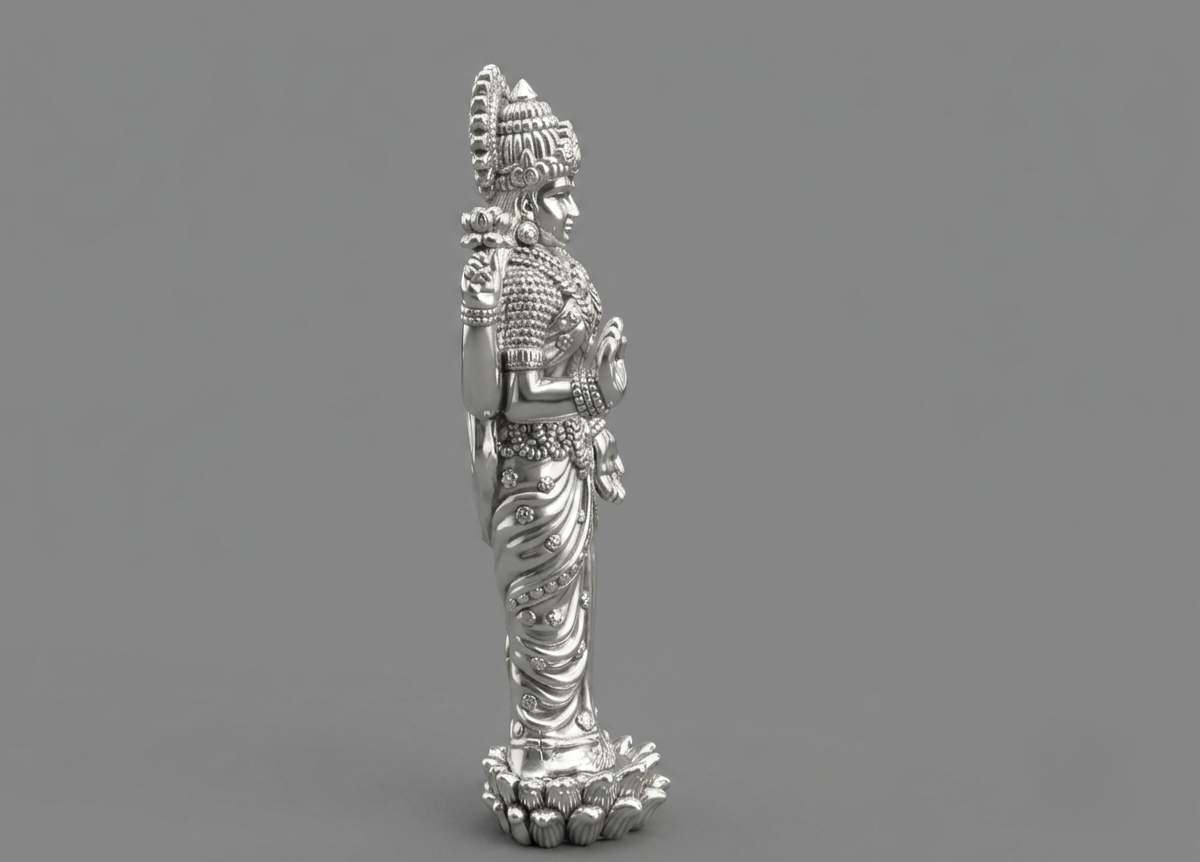Goddess Lakshmi idol in 999 pure silver