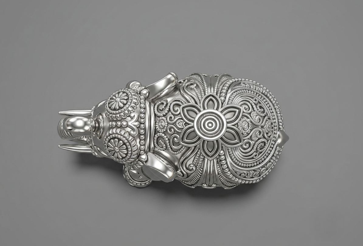 Exquisitely Handcrafted 999 Pure Silver Elephant Figurine