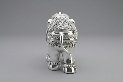 Exquisitely Handcrafted 999 Pure Silver Elephant Figurine