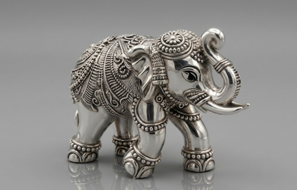 Exquisitely Handcrafted 999 Pure Silver Elephant Figurine