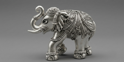 Exquisitely Handcrafted 999 Pure Silver Elephant Figurine
