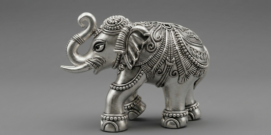 Exquisitely Handcrafted 999 Pure Silver Elephant Figurine