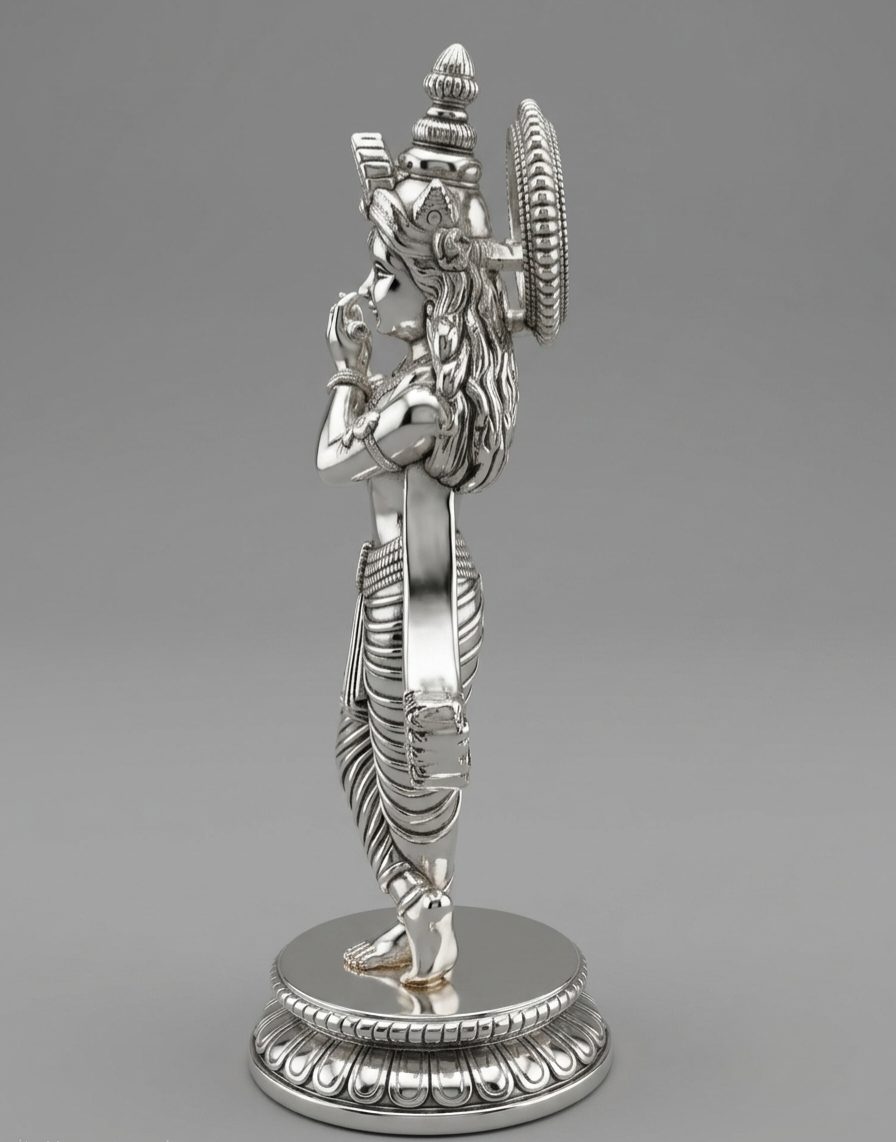 Exquisitely Crafted Lord Krishna Idol in 999 Pure Silver