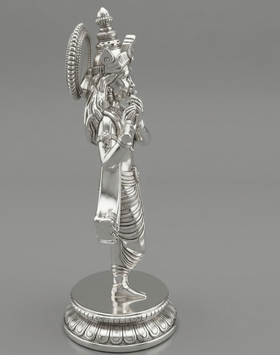 Exquisitely Crafted Lord Krishna Idol in 999 Pure Silver