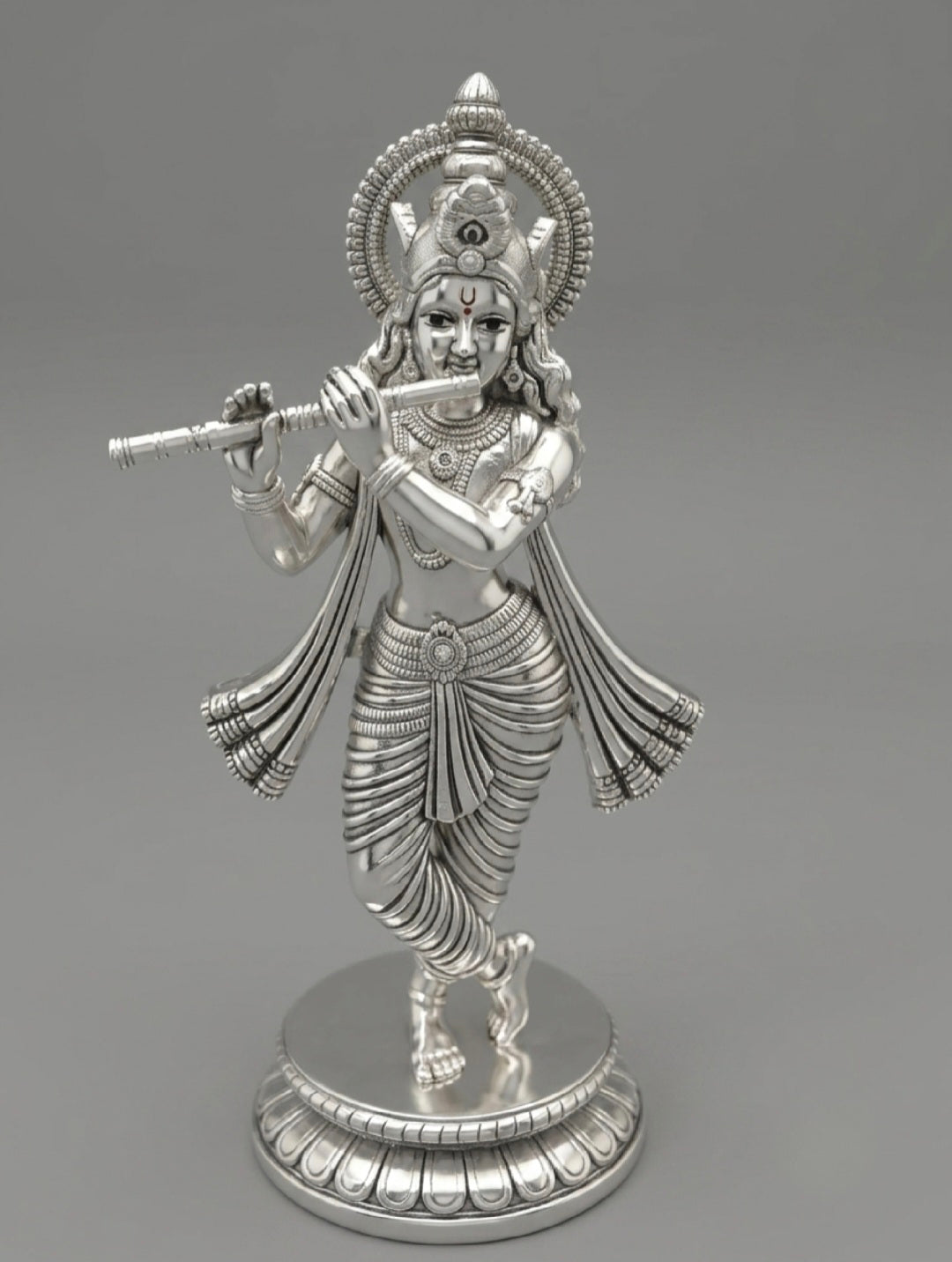 Exquisitely Crafted Lord Krishna Idol in 999 Pure Silver
