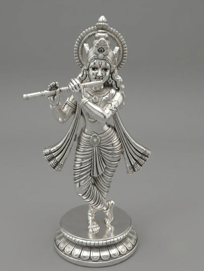 Exquisitely Crafted Lord Krishna Idol in 999 Pure Silver