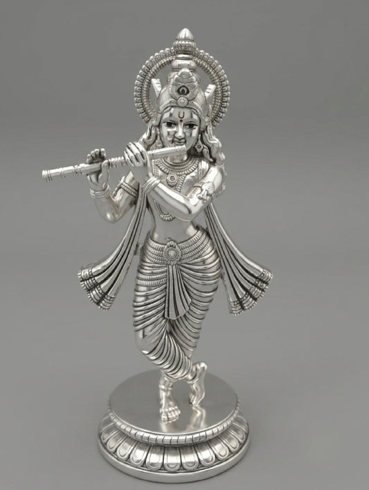 Exquisitely Crafted Lord Krishna Idol in 999 Pure Silver