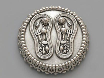 Exquisitely Crafted 999 Pure Silver Charan Paduka