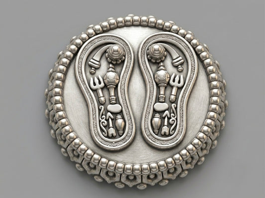 Exquisitely Crafted 999 Pure Silver Charan Paduka