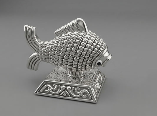 Exquisitely Crafted 999 Pure Silver Fish Idol