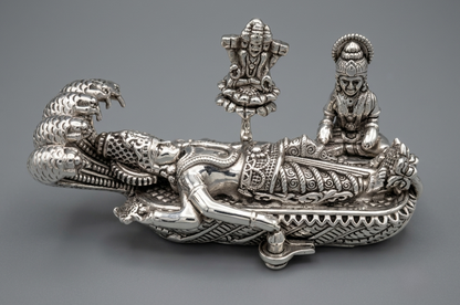 Exquisitely Crafted 999 Pure Silver Sheshshayi Vishnu Idol