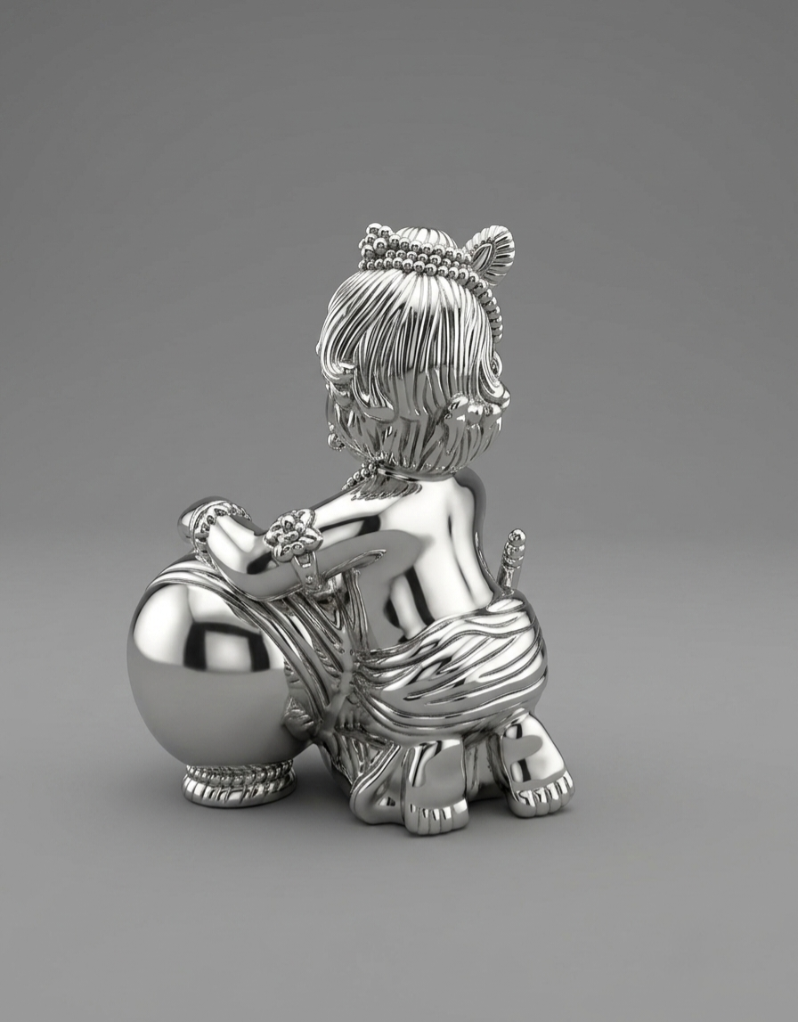 Bal Gopal with Matki 999 Silver Idol