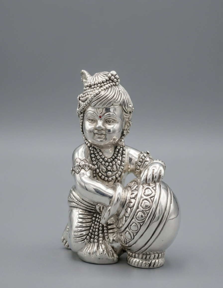 Bal Gopal with Matki 999 Silver Idol