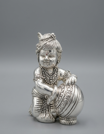 Bal Gopal with Matki 999 Silver Idol