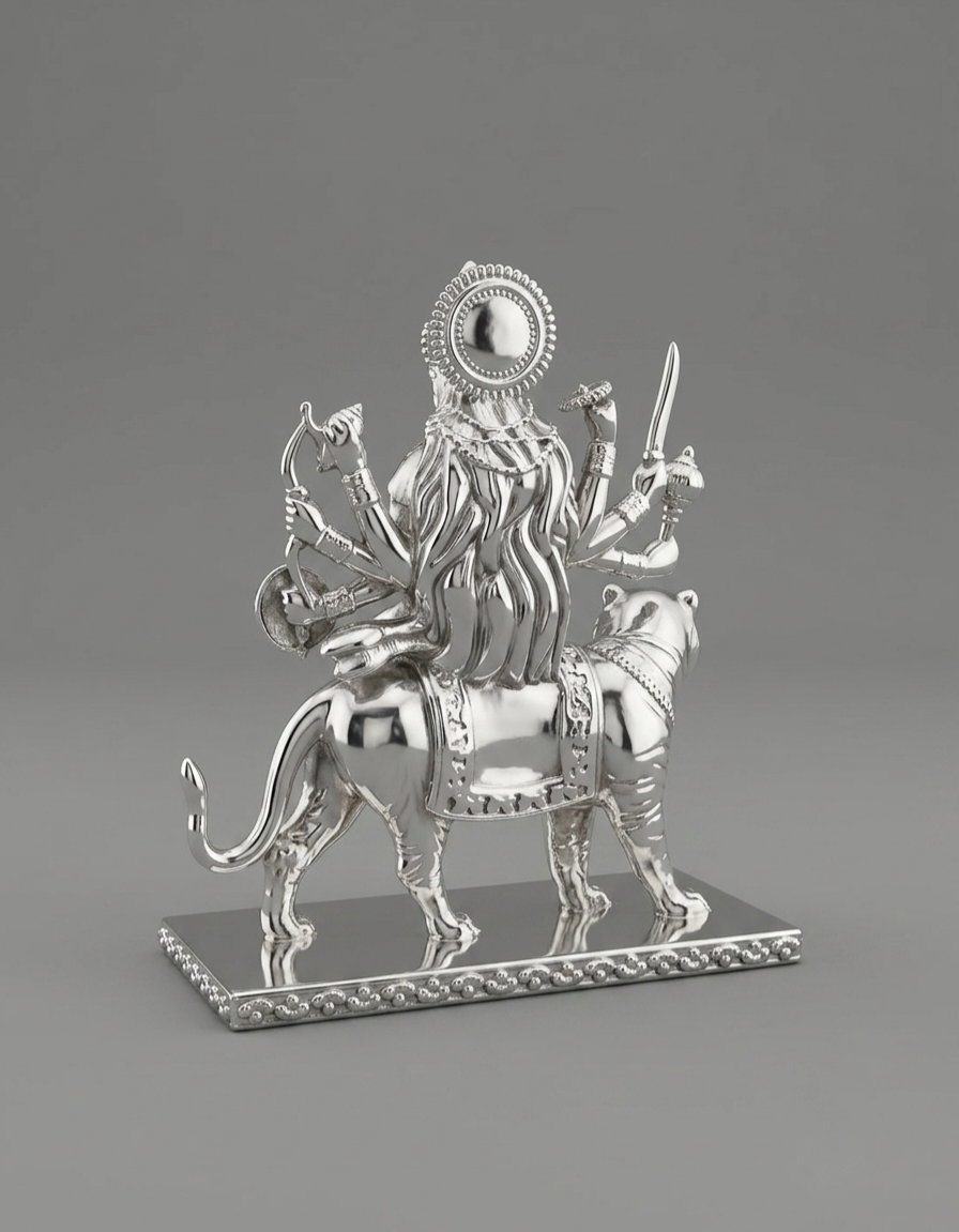 Maa Durga on Tiger 999 Silver Idol