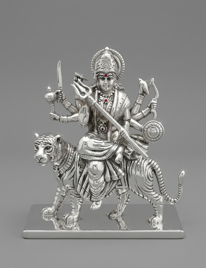 Maa Durga on Tiger 999 Silver Idol