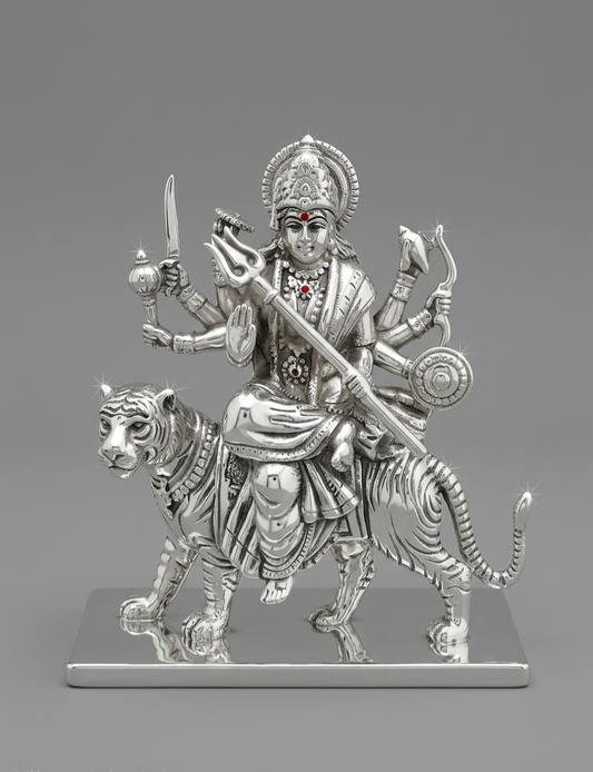 Maa Durga on Tiger 999 Silver Idol