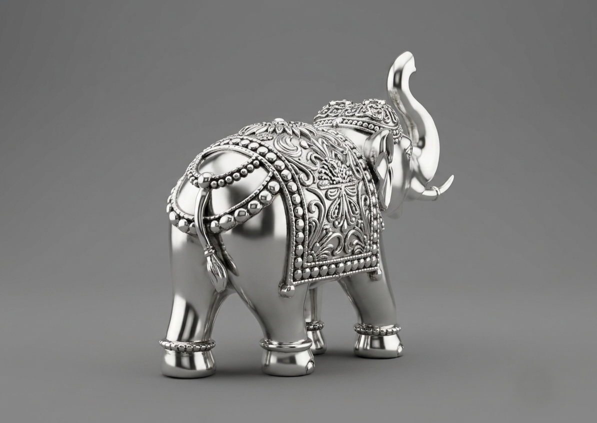 Royal Elephant 925 Silver Showpiece
